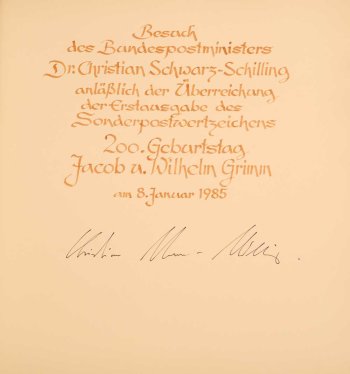 Sonderpostwertzeichen "200. Geburtstag Jacob und Wilhelm Grimm" (1985)