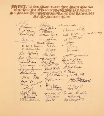 Wiederaufbau des Rathauses (1965) Orginal Unterschriften 